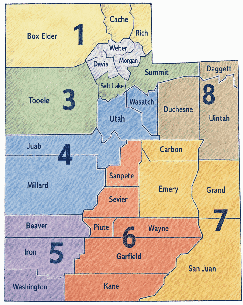 Utah counties map